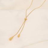 Collar Lariat Lágrima Elegante de Longitud Ajustable