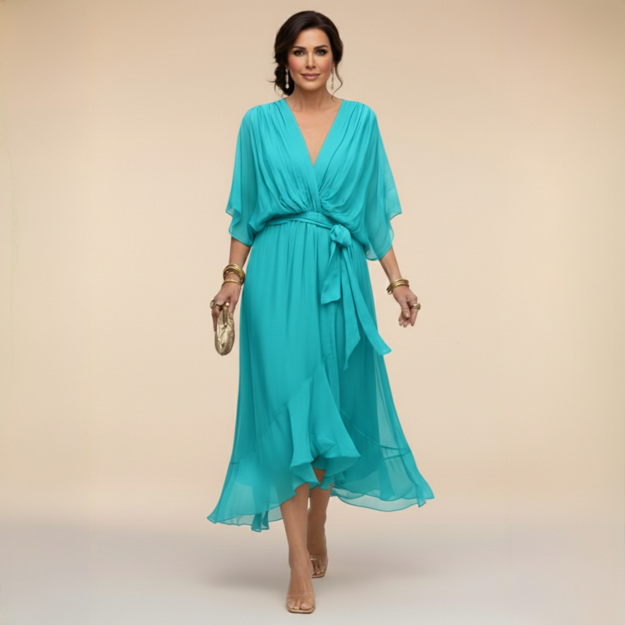 Opal™ | Vestido midi elegante con escote en V
