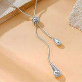 Collar Lariat Lágrima Elegante de Longitud Ajustable