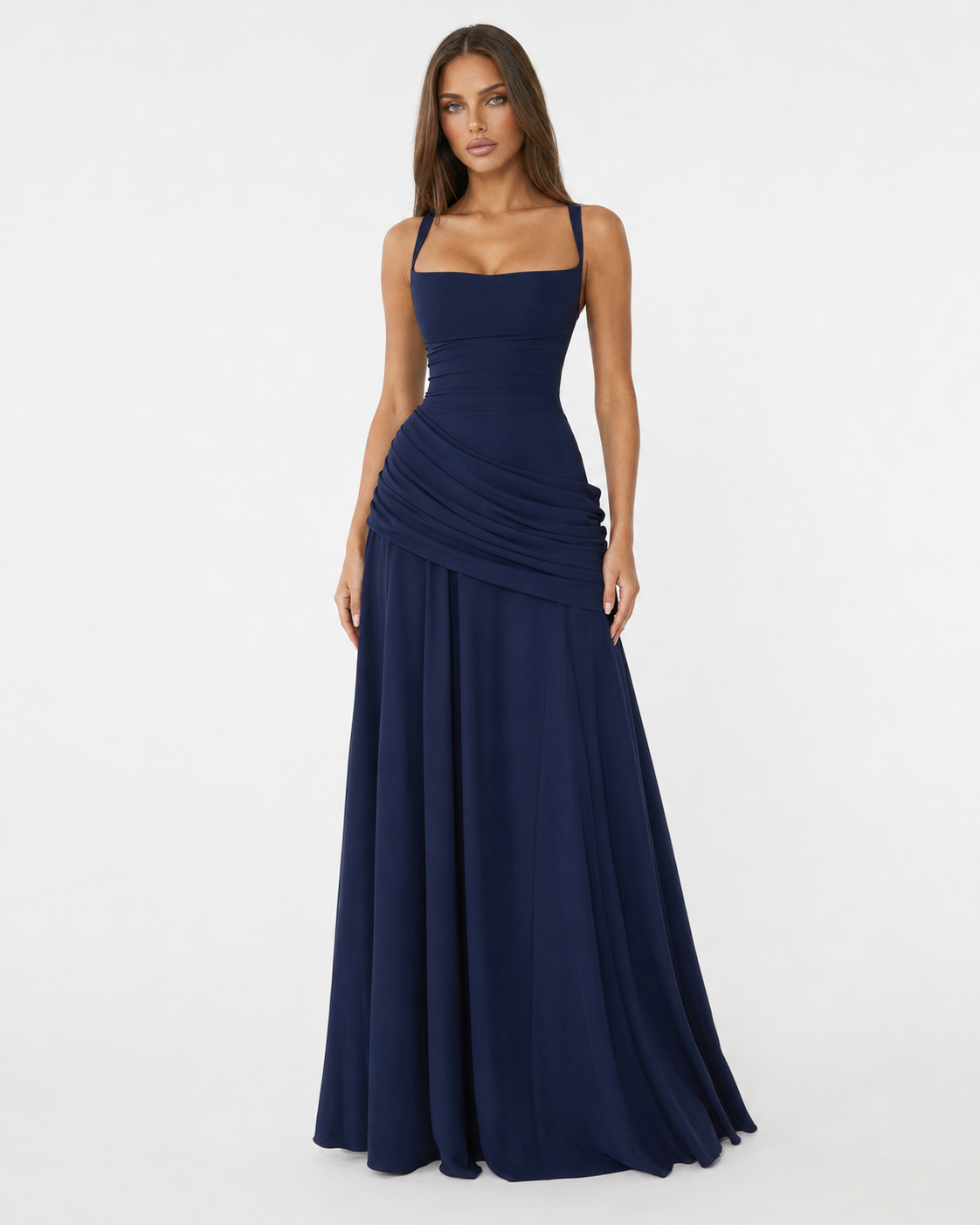 Carmen | Vestido Maxi con Escote Cuadrado Fruncido