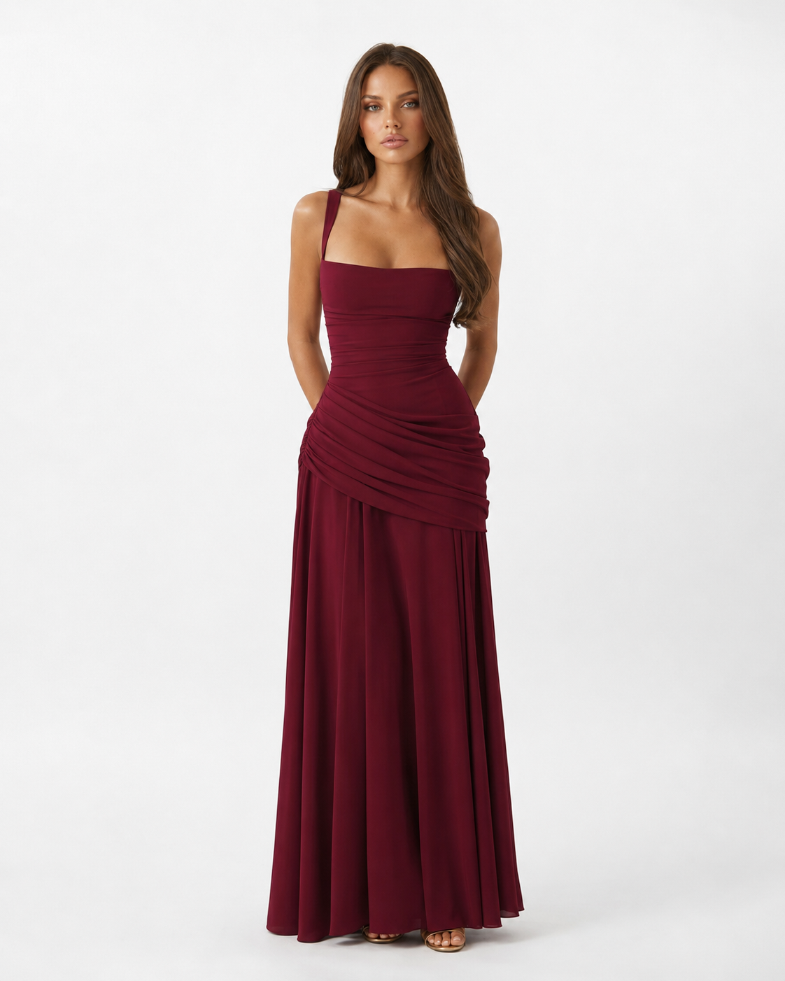 Carmen | Vestido Maxi con Escote Cuadrado Fruncido