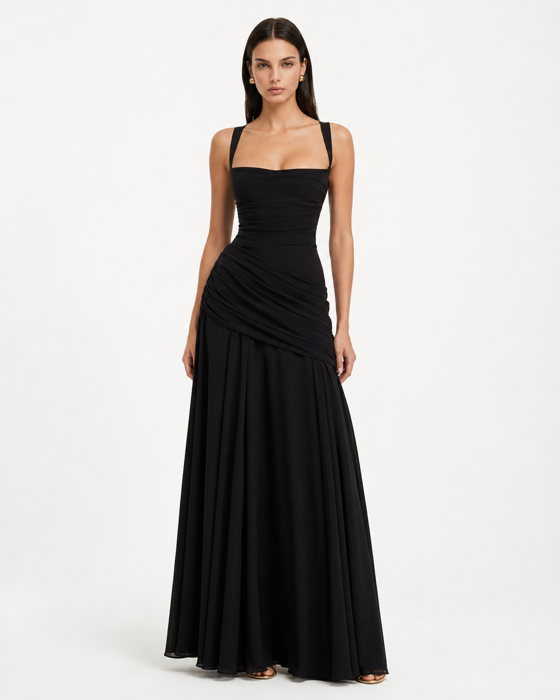 Carmen | Vestido Maxi con Escote Cuadrado Fruncido