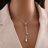 Collar Lariat Lágrima Elegante de Longitud Ajustable