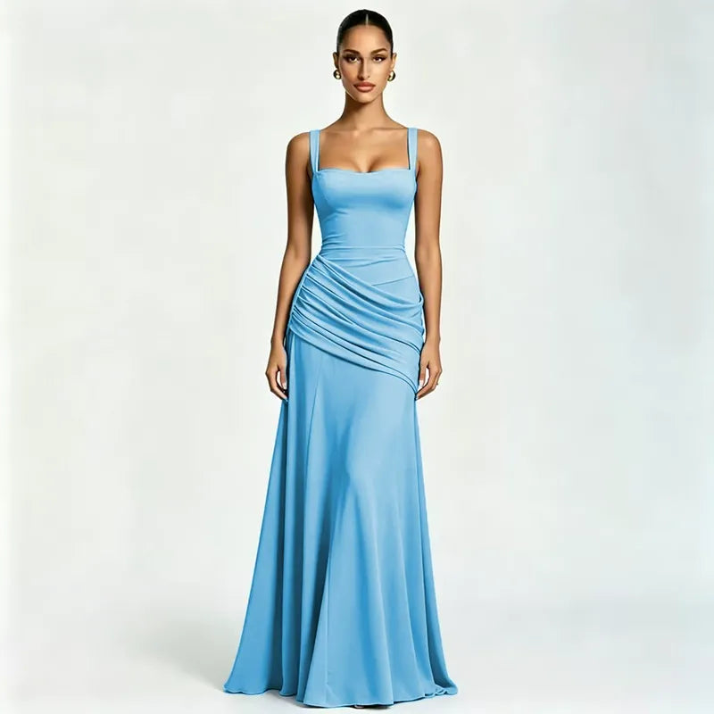 Carmen | Vestido Maxi con Escote Cuadrado Fruncido