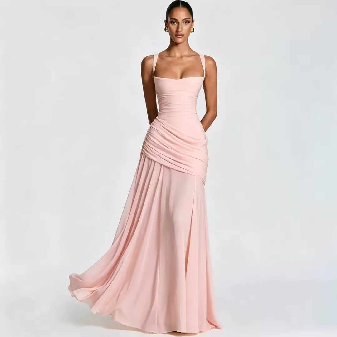 Carmen | Vestido Maxi con Escote Cuadrado Fruncido