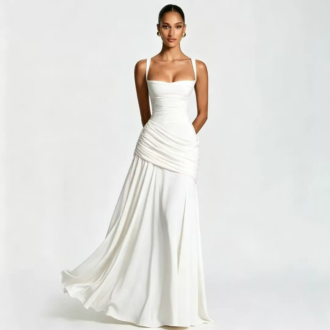 Carmen | Vestido Maxi con Escote Cuadrado Fruncido