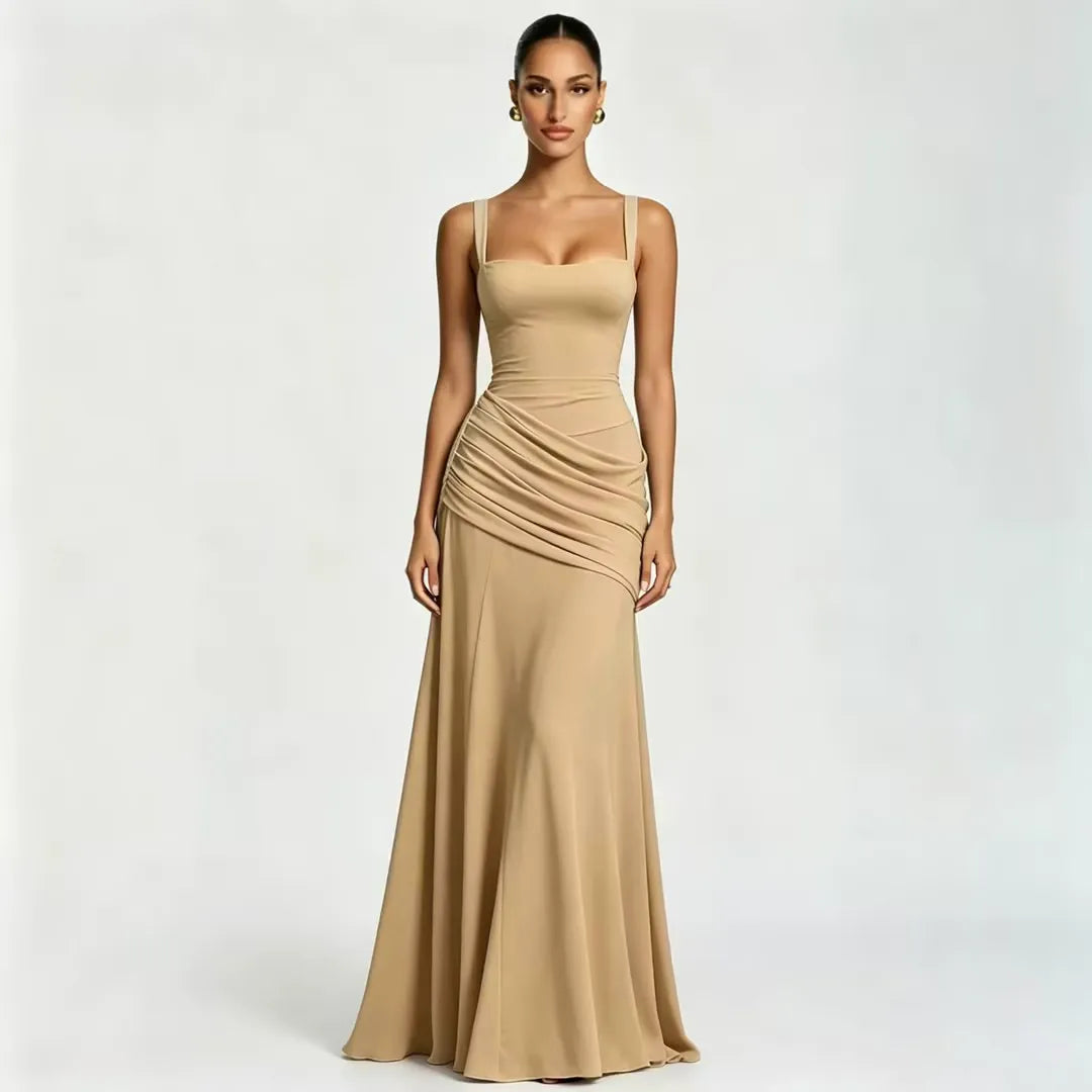 Carmen | Vestido Maxi con Escote Cuadrado Fruncido